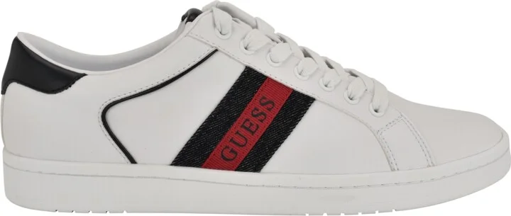 Guess Men's Locey Round Toe Lace-Up Fashion Sneakers - White, Black denim multi - Image 4