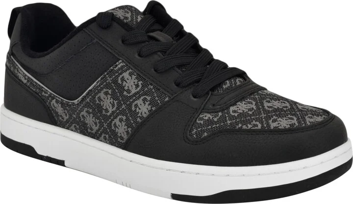 Guess Men's Tryon Branded Lace Up Fashion Sneakers - Black, Silver logo multi