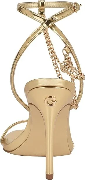 GUESS Miamy Women's Sandals Gold Mirror Metallic : 10 M, Leather - Image 4