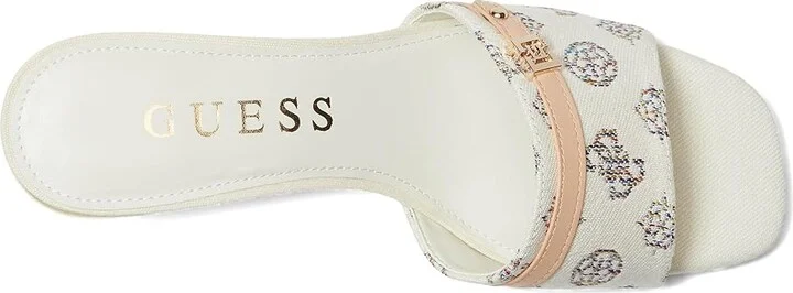 GUESS Peomit Women's Sandals White/Beige Rainbow Logo : 8.5 M, Rubber/Suede - Image 2