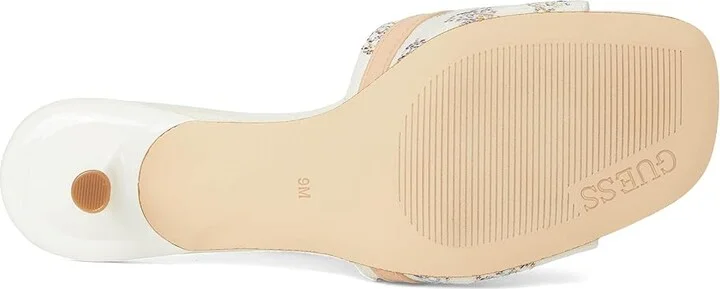 GUESS Peomit Women's Sandals White/Beige Rainbow Logo : 8.5 M, Rubber/Suede - Image 3