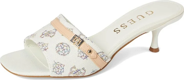 GUESS Peomit Women's Sandals White/Beige Rainbow Logo : 8.5 M, Rubber/Suede - Image 5