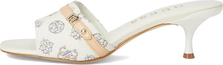 GUESS Peomit Women's Sandals White/Beige Rainbow Logo : 8.5 M, Rubber/Suede - Image 6