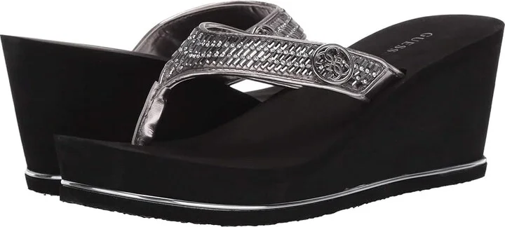 GUESS Sarraly Women's Wedge Shoes Silver : 5 M, Synthetic
