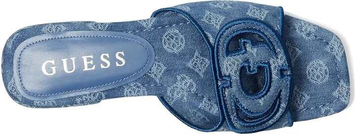 GUESS Tarishae Women's Sandals Medium Blue Denim/White Logo : 6 M, Synthetic - Image 2