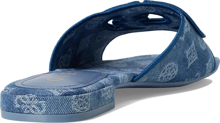 GUESS Tarishae Women's Sandals Medium Blue Denim/White Logo : 6 M, Synthetic - Image 4