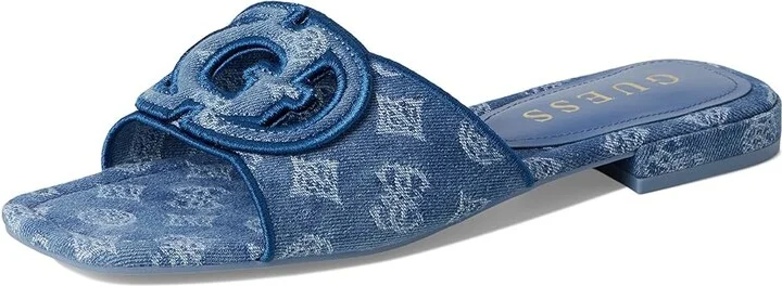 GUESS Tarishae Women's Sandals Medium Blue Denim/White Logo : 6 M, Synthetic - Image 5