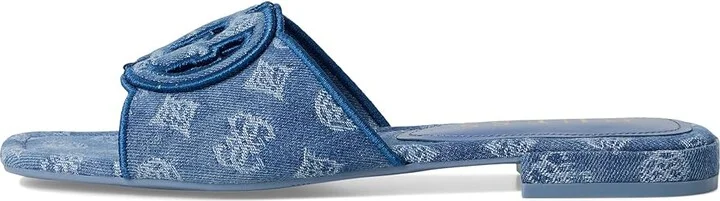 GUESS Tarishae Women's Sandals Medium Blue Denim/White Logo : 6 M, Synthetic - Image 6