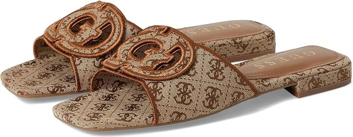 GUESS Tarishae Women's Sandals Medium Brown Logo : 7.5 M, Synthetic