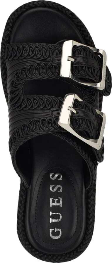 Guess Women's Binks Double-Buckle Woven Platform Wedge Sandals - Image 9