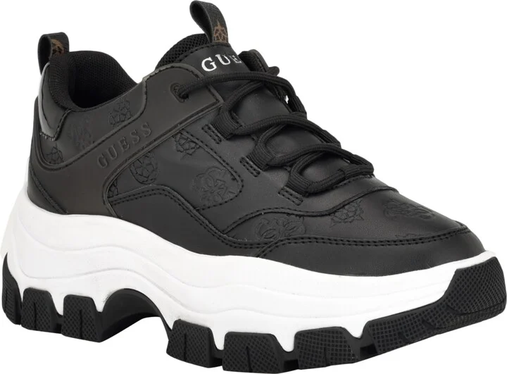 Guess Women's Bisun Lugged Rubber Sole Lace Up Platform Sneakers