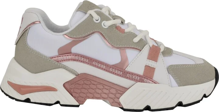 Guess Women's Carrli Sporty Chunky Lace-Up Sneakers - White/Rose Pink Multi - Image 2
