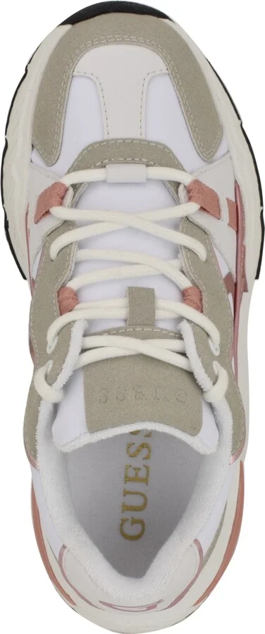 Guess Women's Carrli Sporty Chunky Lace-Up Sneakers - White/Rose Pink Multi - Image 4