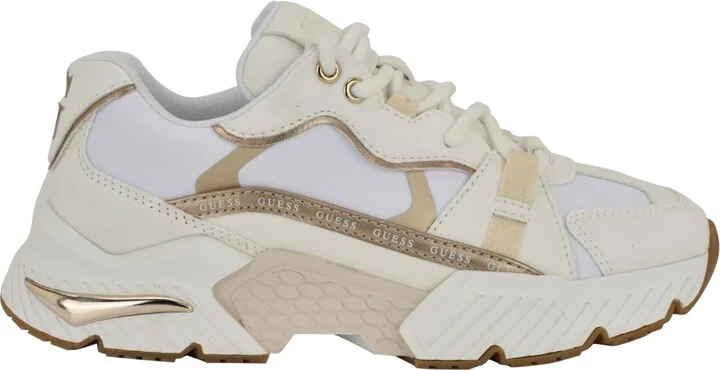 Guess Women's Carrli Sporty Chunky Lace-Up Sneakers - White/Rose Pink Multi - Image 6