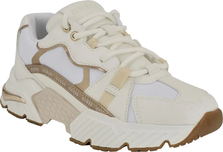 Guess Women's Carrli Sporty Chunky Lace-Up Sneakers - White/Rose Pink Multi - Image 7