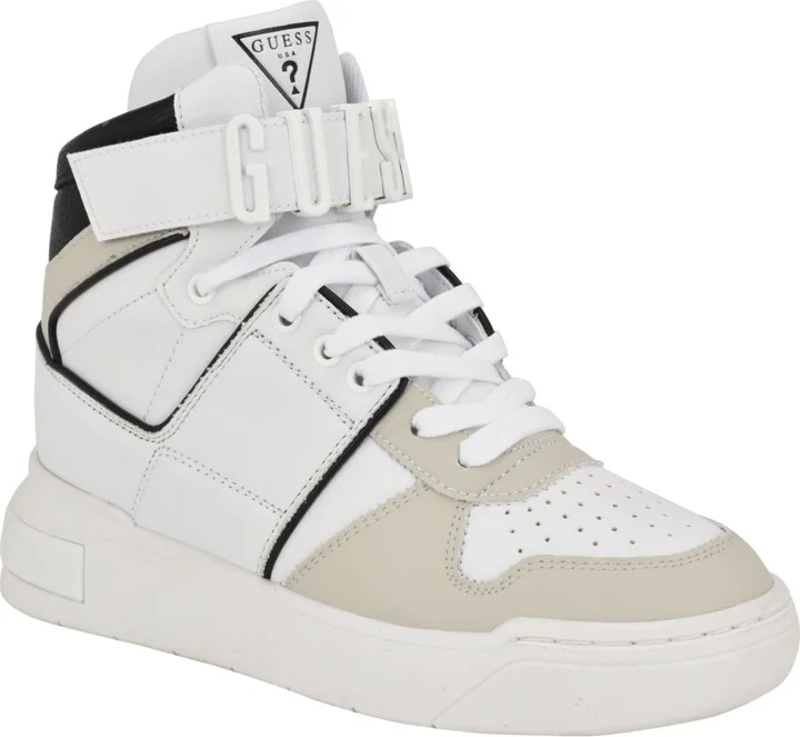 Guess Women's Corten Casual High Top Logo Lace Up Sneakers - White/Black Multi