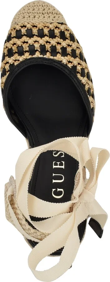 Guess Women's Cylenam Ankle Wrap Espadrille Wedge Sandals - Black/Light Natural - Image 4