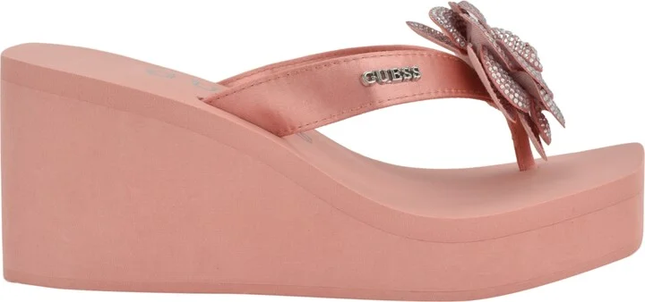 Guess Women's Damani Rhinestone Flower Eva Platform Wedge Sandals - Image 7