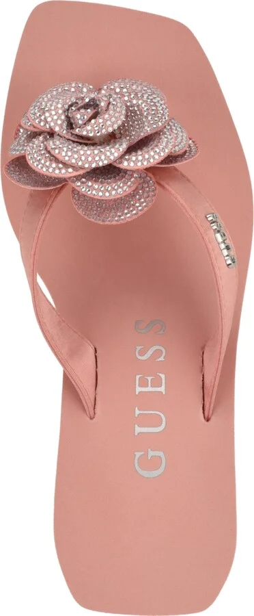 Guess Women's Damani Rhinestone Flower Eva Platform Wedge Sandals - Image 9