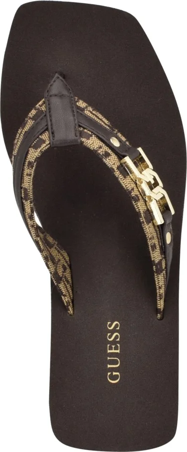 Guess Women's Ediva Wedges with Hardware and Heritage Logo Fabric Sandals - Image 4