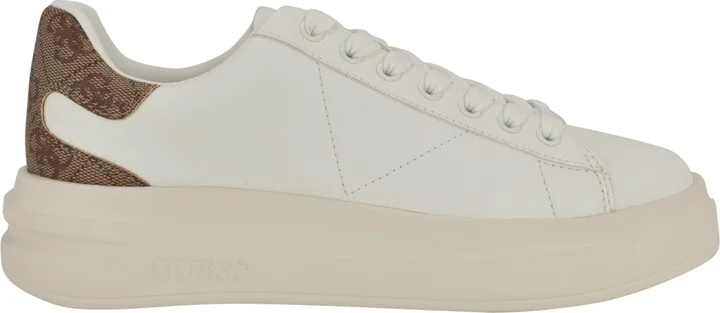 Guess Women's Elbina Contrast Heel Lace-Up Sneakers - White/Medium Brown Logo - Image 2