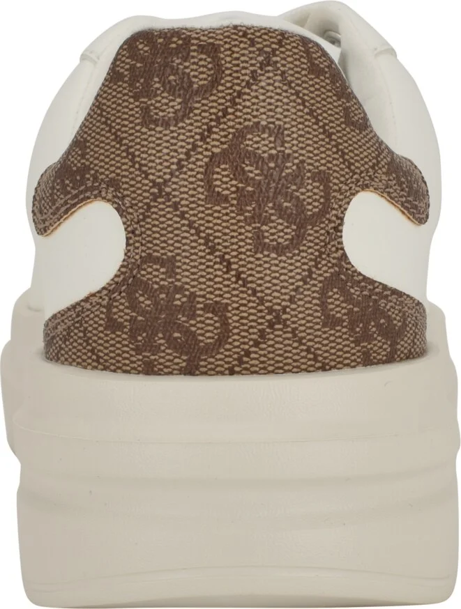 Guess Women's Elbina Contrast Heel Lace-Up Sneakers - White/Medium Brown Logo - Image 3