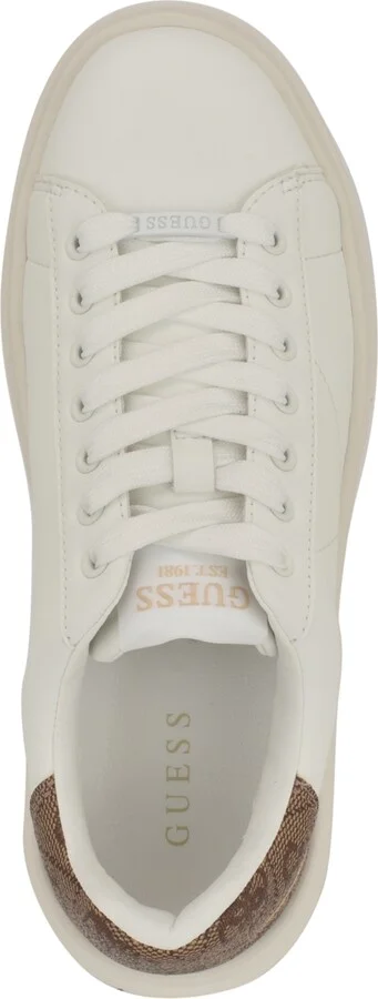 Guess Women's Elbina Contrast Heel Lace-Up Sneakers - White/Medium Brown Logo - Image 4