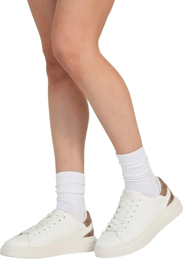 Guess Women's Elbina Contrast Heel Lace-Up Sneakers - White/Medium Brown Logo - Image 6
