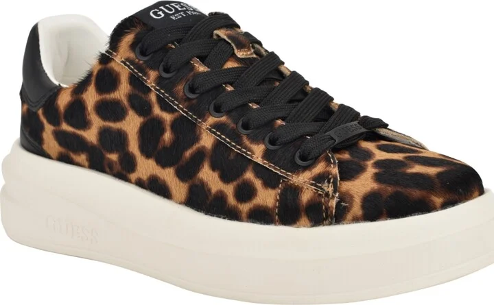 Guess Women's Elbinah Leopard Pony Lace-Up Sneakers