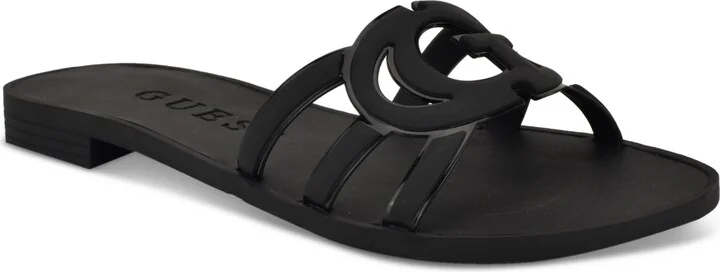 Guess Women's Elyho Logo Cutout Flat Jelly Sandals