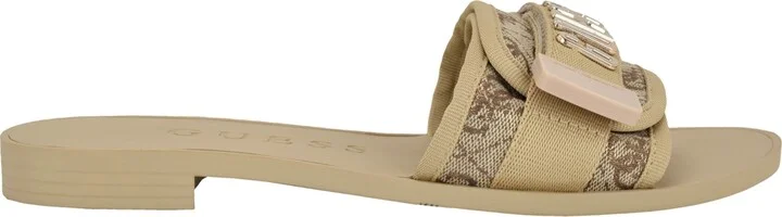 Guess Women's Elyze Quattro G Slip-On Slide Flat Sandals - Natural/Gold - Image 2