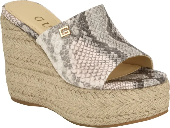 Guess Women's Evba Jute Wrapped Slip on Wedge Espadrilles