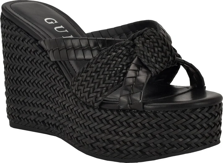 Guess Women's Eveh Knotted Jute Wrapped Platform Wedge Sandals