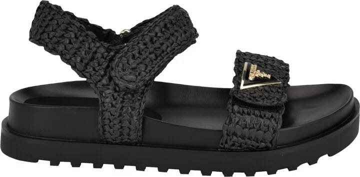Guess Women's Fabrica Open Toe Slide Footbed Raffia Sandals - Image 2