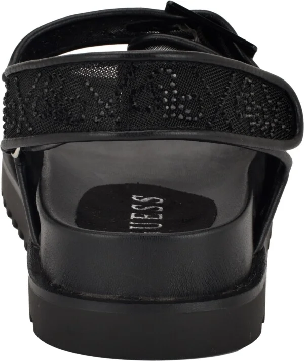 Guess Women's Frella Two Band Embellished Footbed Sandals - Black/White Rhinestone Logo Mesh - Image 3