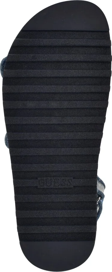 Guess Women's Frella Two Band Embellished Footbed Sandals - Black/White Rhinestone Logo Mesh - Image 9