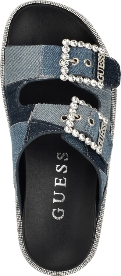 Guess Women's Funzya Embellished Double Band Footbed Sandals - Light Natural Straw/Raffia - Image 7