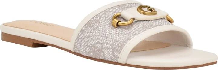 Guess Women's Hammi One Band with Logo and Hardware Flat Sandals