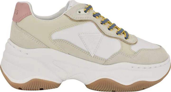 Guess Women's Happy Lace Up Chunky Outsole Retro Jogger Sneakers - White/Grey Multi - Image 2