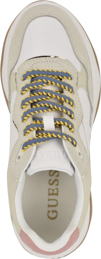 Guess Women's Happy Lace Up Chunky Outsole Retro Jogger Sneakers - White/Grey Multi - Image 4