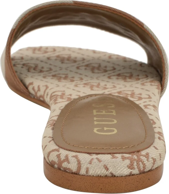 Guess Women's Harini Slip-On Logo Flat Sandals - Medium Brown/White Stripe Multi - Image 3