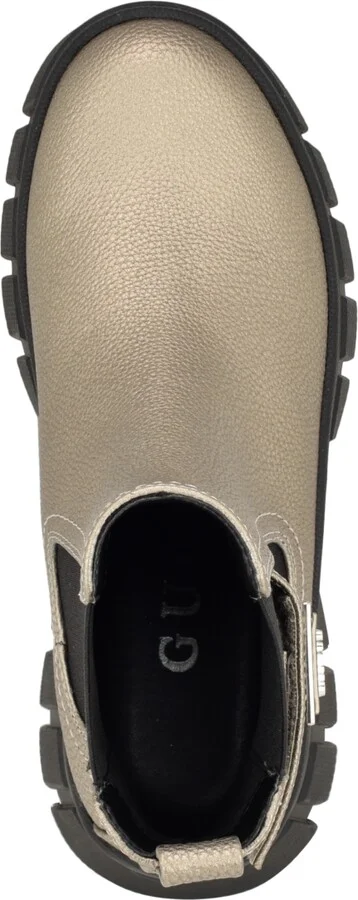 Guess Women's Hensly Lug Sole Side Gore Chelsea Booties - Pewter- Faux Leather- Polyurethane, Text - Image 4