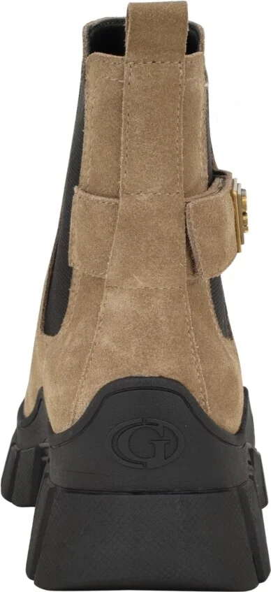 Guess Women's Hensly Lug Sole Side Gore Chelsea Booties - Pewter- Faux Leather- Polyurethane, Text - Image 7