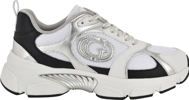 Guess Women's Ibitha Oversized G Chunky Fashion Sneakers - White, Silver, Black - Image 2