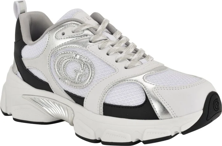 Guess Women's Ibitha Oversized G Chunky Fashion Sneakers - White, Silver, Black