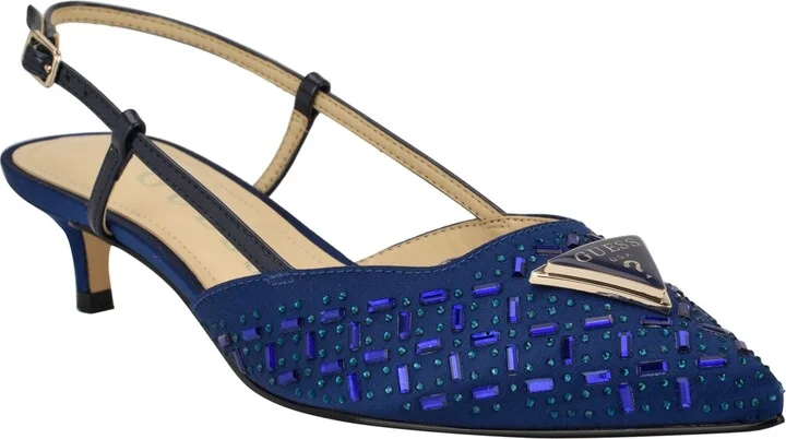 Dark Blue Satin Embellished