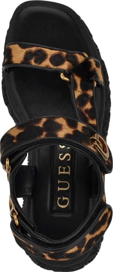 Guess Women's Lanara Quattro G Sport Platform Sandals - Black/Leopard - Image 4