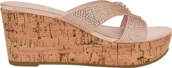 Guess Women's Lonaa Rhinestone Cork Platform Wedge Sandals - Image 2