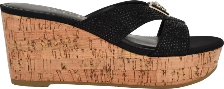 Guess Women's Lonaa Rhinestone Cork Platform Wedge Sandals - Image 6