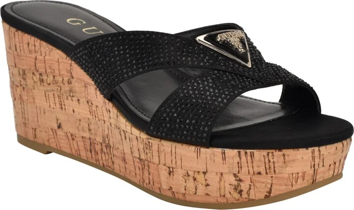 Guess Women's Lonaa Rhinestone Cork Platform Wedge Sandals - Image 10